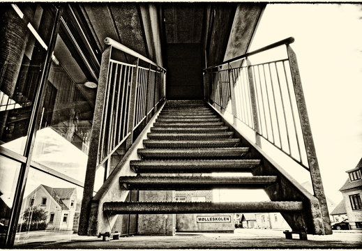 Frøperspektiv på trappe.